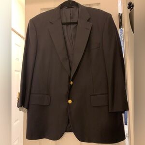 Brooks Brothers Classic Black Blazer 44 Loro Piana Fabric Gold Buttons Office